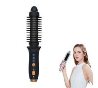 Mini Thermal Brush,Curling Iron,Cordless Heated Round Brush for Volumizing and Small Curls,Travel Size Curling Iron for Short & Thin Hair,USB Rechargeable (Black)