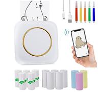 Mini Thermal Printer,Bluetooth Sticker Printer with 13 Self-Adhesive Thermal Paper,19 Pcs Mini Printer, Wireless Inkless Printer,Note Pocket Label Sticker Maker for Phone