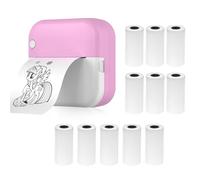 Mini Thermal Printer Multifunction Portable Sticker Maker Instant Photo Inkless Printing Support BT Connection for Smartphone with 11 Paper Rolls 57mm Compatible with iOS Android System for Picture