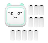 Mini Thermal Printer Multifunction Portable Sticker Maker Instant Photo Inkless Printing Support BT Connection for Smartphone with 11 Paper Rolls 57mm Compatible with iOS Android System for Picture