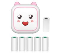 Mini Thermal Printer Multifunction Portable Sticker Maker Instant Photo Inkless Printing Support BT Connection for Smartphone with 1 Paper Roll 57mm + 5 Self-Adhesive Paper Rolls Compatible with iOS
