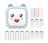 Mini Thermal Printer Multifunction Portable Sticker Maker Instant Photo Inkless Printing Support BT Connection for Smartphone with 9 Paper Rolls 57mm + 5 Self-Adhesive Paper Rolls Compatible with iOS
