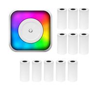 Mini Thermal Printer Multifunction Portable Sticker Maker with RGB Light Instant Photo Inkless Printing Support BT Connection for Smartphone with 11 Thermal Paper Roll 57mm Compatible with iOS