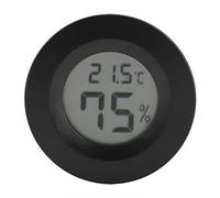 Mini Thermometer Round Shape Temperature Digital LCD Monitor Indoor Room Round Humidity Temperature Gauge for Humidors Home Greenhouse Babyroom Reptile Incubator (black)
