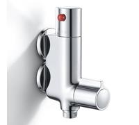 Mini Thermostatic Shower Mixer Bar, Caravan Thermostatic Shower Valve, Brass Vertical Small Shower Mixer Tap for Camper Van, RV, Yacht, Boat, Douche Bidet Tap, 45mm Centre, Chrome 1/2" Outlet