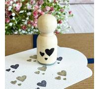Mini Three Hearts Rubber Stamp, Wooden Craft Stamp for Cards & Tags