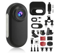 Mini Thumb Action Camera, 1080P HD Portable Vlogging Camera with 128GB Card, Charging Case, Wearable Small Body Cam, Hands-Free POV Video Recorder for Motorcycle, Bike, Work, Run, Travel, Pet Walking