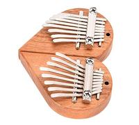 Mini Thumb Piano with Key 2 Pack 8 Key Thumb Piano Portable Wooden Pendant Heart Shape Mini Finger Instrument Finger Piano Portable Heart Oval Bear Musical (A set of heart shapes