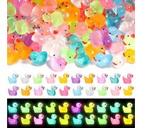 Mini Tiny Resin Ducks: 200 Pcs Bulk Little Miniature Plastic Small Ducks - Glow in the Dark Figures for Dollhouse Decor/Garden Micro Landscape/Baby Aquarium Toy & Potted Tiny Homes