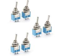 Mini Toggle Switch, 6 Pcs SPDT ON-ON 2 Position Switches, AC 125V 6A 2-Terminal Panel Mount Toggle Switches for Arduino, Boats, Vehicles and Dashboard Projects