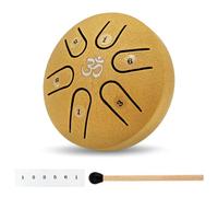 Mini Tongue Drum 3 Inch 6 Tone Steel Tongue Drum with Mallet and Notes Sticker Metal Percussion Instrument Musical Educational Toy for Preschool Activities Adult Children Beginner(golden)