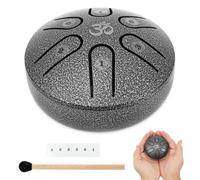 Mini Tongue Drum, Metal Drum with Drumstick, Musical Percussion Instrument, Balmy Ethereal Drums, Sound Therapy Instruments Meditation for Outside 3 Inch 6 Notes C Key for Yoga(silver)