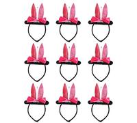 Mini Top Hat with Rabbit Ears - Pack of 4 - Black Mini Top Hat on Headband with Attached White & Pink Bunny Ears and Pink Bow - World Book Day Easter Fancy Dress Costume Accessory