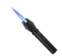 Mini Torch Lighter Straight Flame Bright Fire Small Refillable Butane Lighter Pocket Windproof Jet Flame with Visual Window for Survival Kitchen Camping Candles Fireplace BBQ Gift, 5" (Without Fuel)