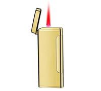 Mini Torch Lighters Cigars Jet Flame Lighter with Adjustable Flame Dial Portable Ultra-Thin Butane Refillable Lighter Great Gift for Men Birthday Christmas (Gold)