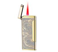 Mini Torch Lighters Cigars Jet Flame Lighter with Adjustable Flame Dial Portable Ultra-Thin Butane Refillable Lighter Great Gift for Men Birthday Christmas (Dragon)