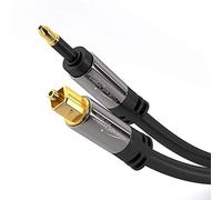 Mini-TOSLINK optical audio cable with signal protection - 3m (Mini-TOSLINK to TOSLINK, digital S/PDIF cable/fibre optic cable for soundbars, stereo systems/amps, Hi-Fi) by CableDirect