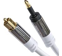 Mini-TOSLINK optical audio cable with signal protection, white - 1m (Mini-TOSLINK to TOSLINK, digital S/PDIF cable/fiber optic cable for soundbars, stereo systems/amps, Hi-Fi) - CableDirect