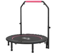 Mini Trampoline Pink Foldable Portable Adj Handle Steel/PP/Oxford 99-123H×Φ114cm
