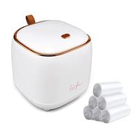 Mini Trash Can 1.6L/0.4 Gallon with Trash Bags 180pcs, Tiny Small Desktop Trash Bin with Lid, Countertop Mini Garbage Bin for Home, Office, Kitchen, Bedroom, Bathroom (White)