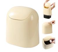 Mini Trash Can - Compact Non-Slip for Desktop | Matte Polymer Finish with Spring-Loaded Lid & Reinforced Base for Tissues, Wrappers, Stationery and Lint