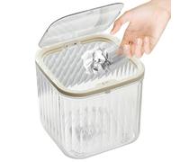 Mini Trash Can - Push Button Lid, Transparent PET Makeup Holder | Small Desktop Waste Bin, Clear Cosmetic Storage Bucket | Tiny Table Top Garbage Basket Bedroom Office Vanity Bathroom Countertop