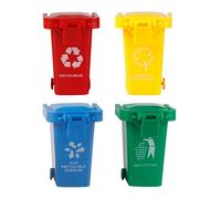 Mini Trash Can Toy Set, 4 Piece Desk Recycling Bins, Tiny Garbage Sorting Play Toy, Fun Educational Waste Management Activity, Desktop Organization for Kids Adults Home Studio Office Classroom