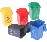 Mini Trash Can Toys, 5Pcs Miniature Garbage Cans with Opened Lids Small Garbage Bin Model for Kids Toddlers for 1: 12 Scale Dollhouse Life Scene