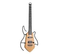 Mini Travel Electric Guitar, Small Lightweight Headless Guitar for Practice, Portable Compact Solid Body Easy Assemble Stands with Gig Bag, Natural
