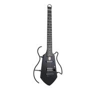 Mini Travel Electric Guitar, Small Lightweight Headless Guitar for Practice, Portable Compact Solid Body Easy Assemble Stands with Gig Bag, Black