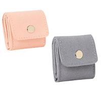 Mini Travel Jewelry Bag, Foldable Jewelry Organizer Compact Travel Pouch Elegant Sharing Solution Secure And Convenient Access, 5.0cm For Rings Earrings Bracelets Studs (Pink+Grey)