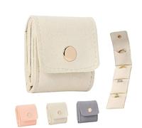 Mini Travel Jewelry Bag,Jewelry Organizer, Mini Pouch, Foldable Jewelry Bag Portable Microfiber Leather Pouch for Rings, Earrings, Necklaces On the Go (Beige)