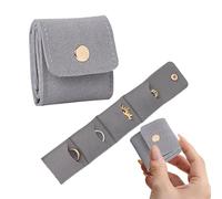 Mini Travel Jewelry Bag,Jewelry Organizer, Mini Pouch, Foldable Jewelry Bag Portable Microfiber Leather Pouch for Rings, Earrings, Necklaces On the Go (Grey)