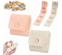 Mini Travel Jewelry Bag, Mini Jewelry Travel Pouch with Buckle, Portable Foldable Small Jewelry Organizer Pouch for Earrings, Rings, Necklaces (White+Pink)