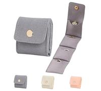 Mini Travel Jewelry Bag - Portable Foldable Jewelry Organizer Case with Buckle, Compact Storage Pouch for Rings, Earrings, Necklaces & Accessories (Gray)