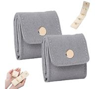 Mini Travel Jewelry Bag, Portable Foldable Jewelry Organizers and Storage with Buckle, Small Pouch for Earrings, Rings, Necklaces (2pcs Gray)