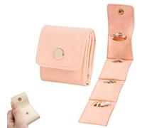 Mini Travel Jewelry Organizer Case, Portable Jewelry Bag Compact Foldable Pouch with Velvet Lining, Lightweight Jewelry Storage Book for Rings, Earrings, Necklaces (Pink)