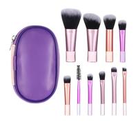 Mini Travel Makeup Brush Set With Pouch, 10 Pcs Portable Full Complete Function Cosmetic Kit Short Makeup Brush Small Travel Essentials for Women Girls Brushes Blush Powder Eye Shadow (Colorful)