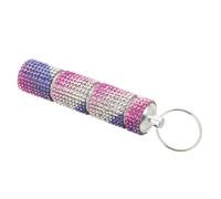 Mini Travel Pill Case Keychain with 3 Section Rhinestone | Detachable Screw Caps, Discreet Carry for Capsules and Small Items, Glittery Charm for Belt Loop Travel