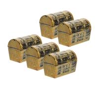Mini Treasure Chest Ornaments 5pcs Plastic Golden Mini Treasure Box