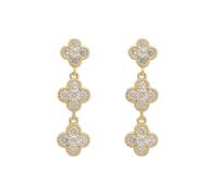 Mini Triple Clover Drop Earrings Gold