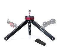 Mini Tripod, Moman Tabletop Camera Small Tripod Desktop TR01 with 1/4 and 3/8 Screw Mount and Function Leg CNC Aluminum Design for Camcorder Gimbal Stabilizers Max Payload of 176 Lbs/80Kg, Red Black