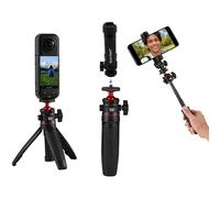 Mini Tripod Selfie Stick with 1/4" Screw Mount for iPhone for Insta 360 X5, Compact Lightweight Portable Tabletop Tripod for DJI OSMO Pocket 3 Sony Canon Nikon Cameras,Handheld Video Filming Support