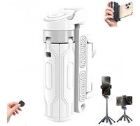 Mini Tripod, Tripod with Detachable Remote Control, Adjustable Selfie Stick Tripod 360° Rotation, One-Touch Push Button Switch, for ravel Photography (White)