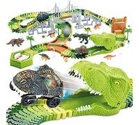 Mini Tudou Dinosaur Toys Flexible Race Track 174 PCS with Dino Figure & Car