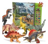 Mini Tudou Dinosaur Toys w/ Interactive Dinosaur Book & Dino Figures 12PCS | Learning Dino Book with Sound & Storytelling & QA Test, Educational Jurassic Toy for Kids Boys Girls 3 Years+