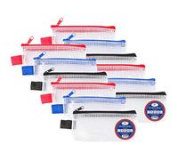 Mini Tuff Bag Zip Wallet Clear Plastic Wallets Zipped Pouch File Pencil Case Folder Water Resistant Reinforced Heavy Duty Mesh Bags (Mini - 12 Pack)