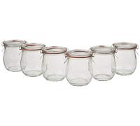 Mini Tulip Jelly Jar with Glass Lids 6 Rings and 12 Clamps, 6 Count (Pack of 1)