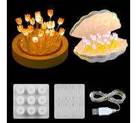 Mini Tulip Light Resin Silicone Molds with USB Light for DIY Lamp Epoxy Casting Home Desktop Table Ornaments Craft Gifts Decorations