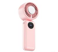 Mini Turbo Fan with Rechargeable Battery and Digital Monitor for Speed and Power Status (Pink)